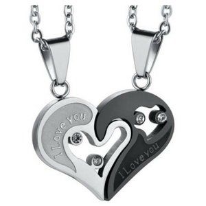 2pcs  I Love You Heart Couples Necklace